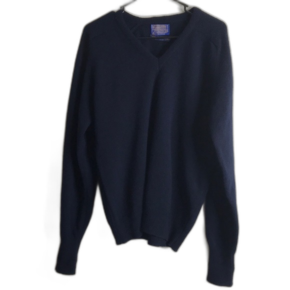 Pendleton 100% lambs wool pull over navy blue sweater size medium - Picture 1 of 11